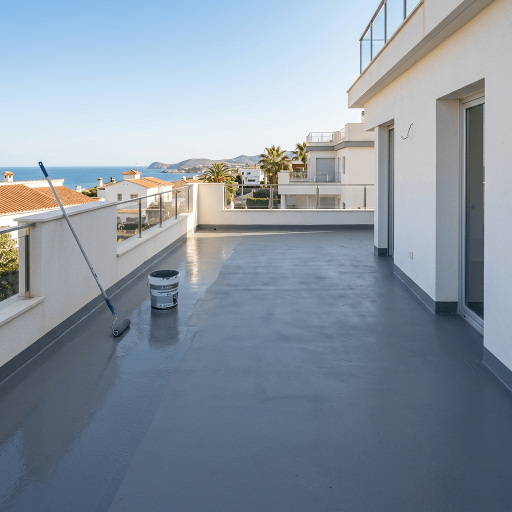Terraza ático con baldosa cerámica